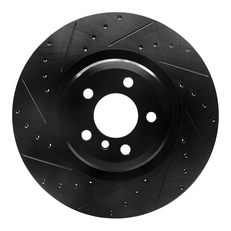 BMW 750LI Brake Rotor (1) - Rear Left - R1 Concepts - Drilled & Slotted - Black - `09-`19